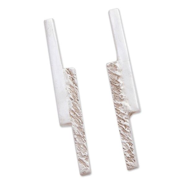 Alternate image for Handcrafted Taxco Silver Drop Earrings Parallel Lines