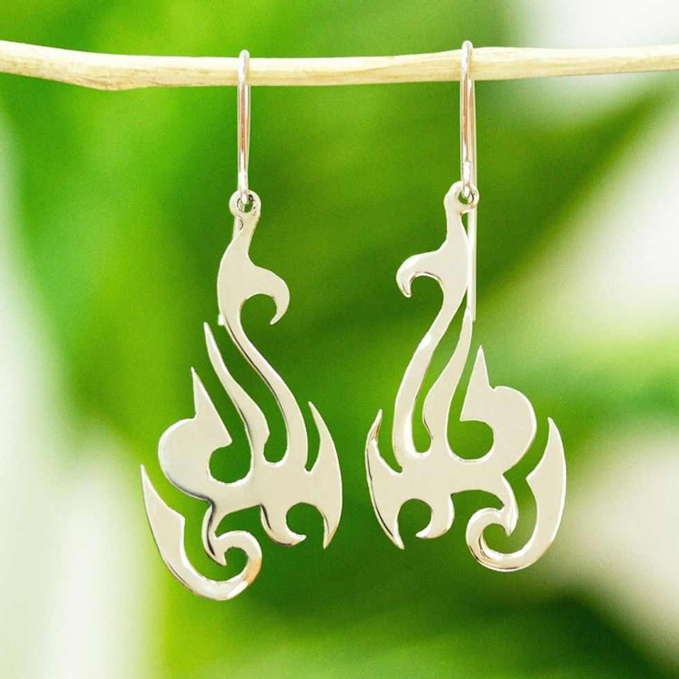 Tattoo-Style Sterling Silver Earrings 'Taxco Tribal'