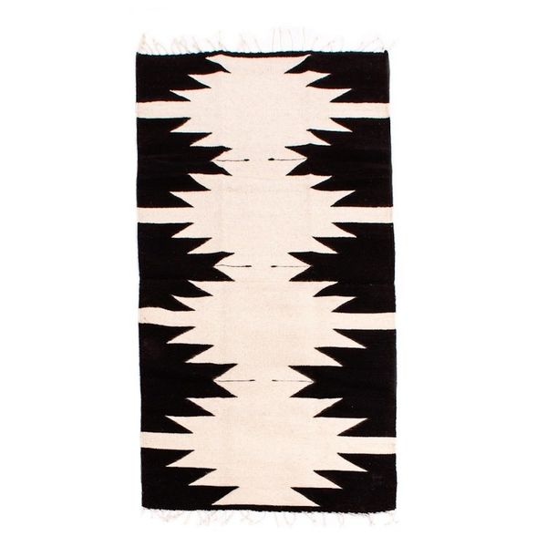 Alternate image for Zapotec Black and White Area Rug from Mexico 2.5 X 5 Maguey