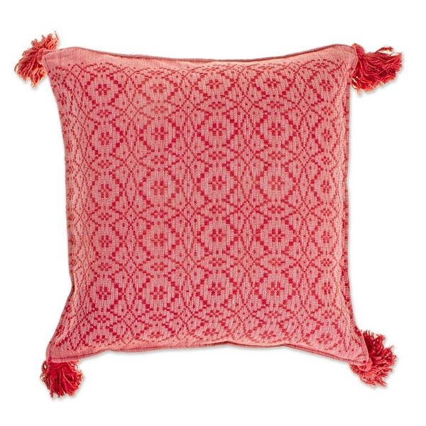 Alternate image for Diamond Pattern Cotton Cushion Cover in Deep Rose Oaxaca Diamonds in Deep Rose