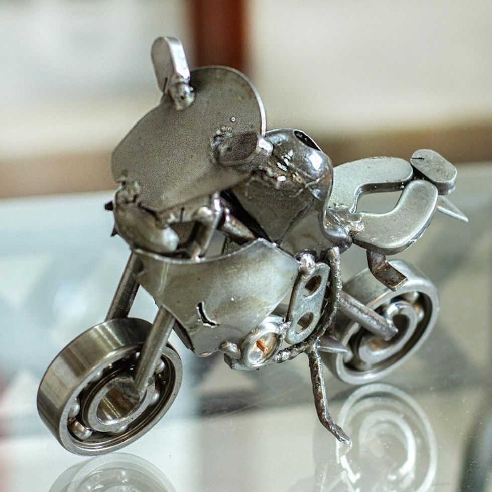 Rustic Motocross Bike Recycled Metal Sculpture 'Rustic Motocross Bike'