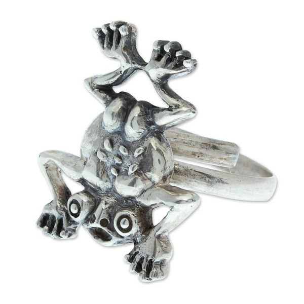 Alternate image for Aztec Frog Inspired Sterling Silver Cocktail Ring Ceneotl
