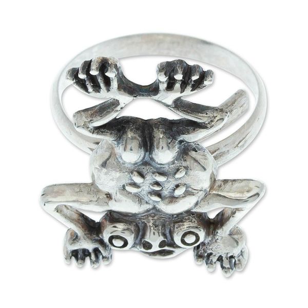 Alternate image for Aztec Frog Inspired Sterling Silver Cocktail Ring Ceneotl
