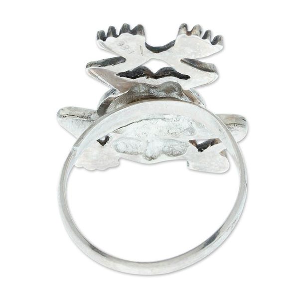 Alternate image for Aztec Frog Inspired Sterling Silver Cocktail Ring Ceneotl