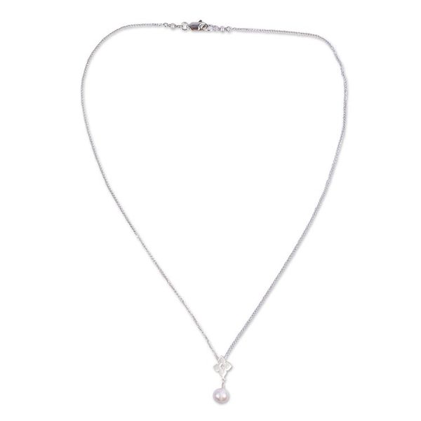 Alternate image for Cultured Pearl Pointed Flower Pendant Necklace from Mexico Moroccan Flower