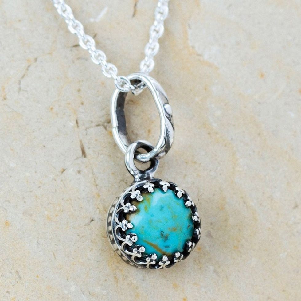 Natural Turquoise Pendant Necklace 'Taxco Treasure'