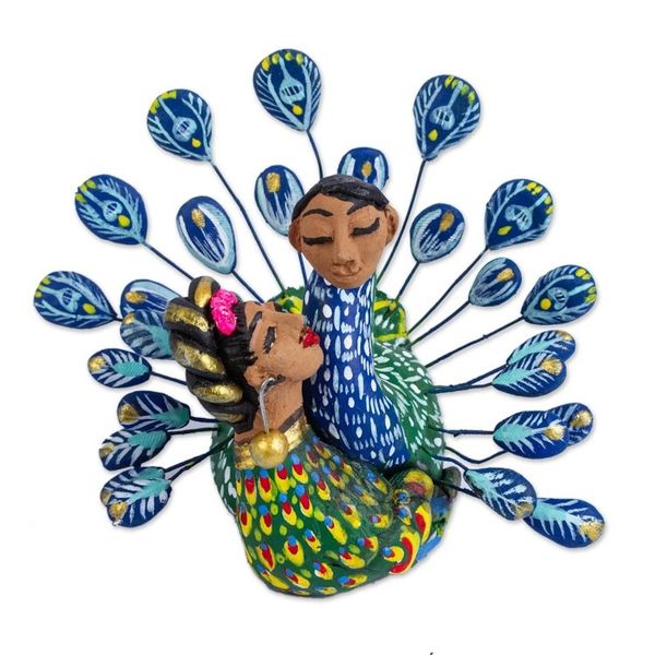 Alternate image for Peacock-Themed Ceramic Nahual Sculpture from Mexico Pair of Nahuales