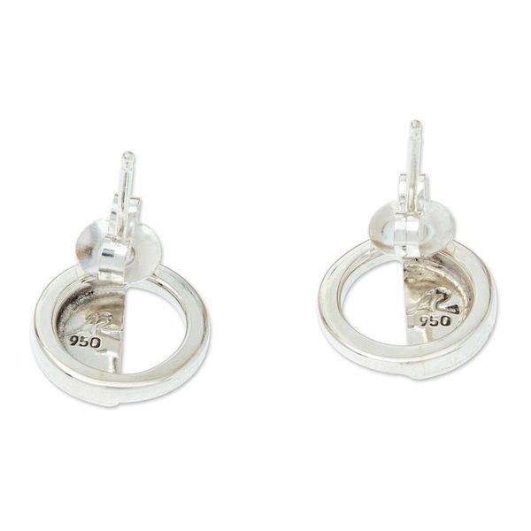 Alternate image for 950 Silver Eclipse-Inspired Button Earrings from Mexico Penumbra