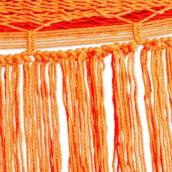 Alternate image for Orange Fringed Cotton Rope Hammock Triple from Mexico Orange Cascade