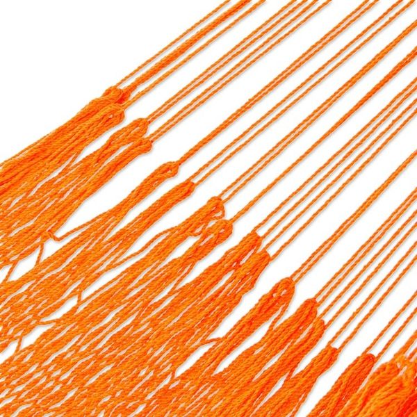 Alternate image for Orange Fringed Cotton Rope Hammock Triple from Mexico Orange Cascade