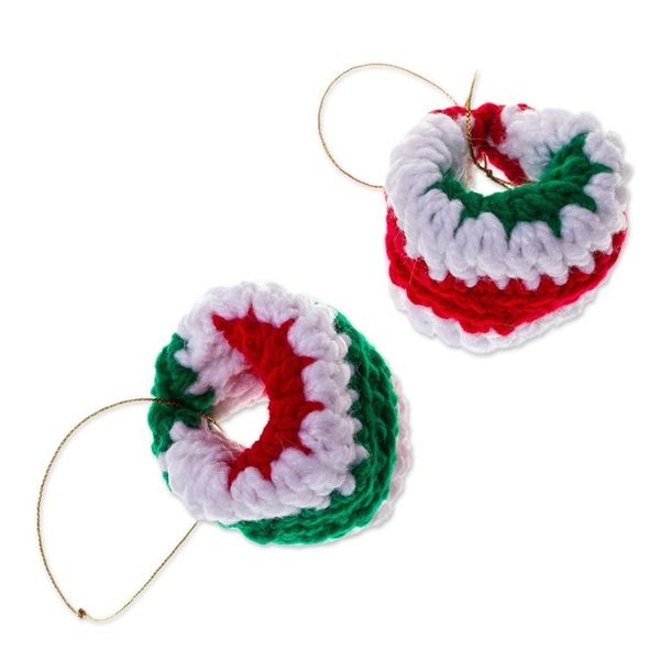 Alternate image for Round Crocheted Ornaments from Mexico Pair Festive Circles