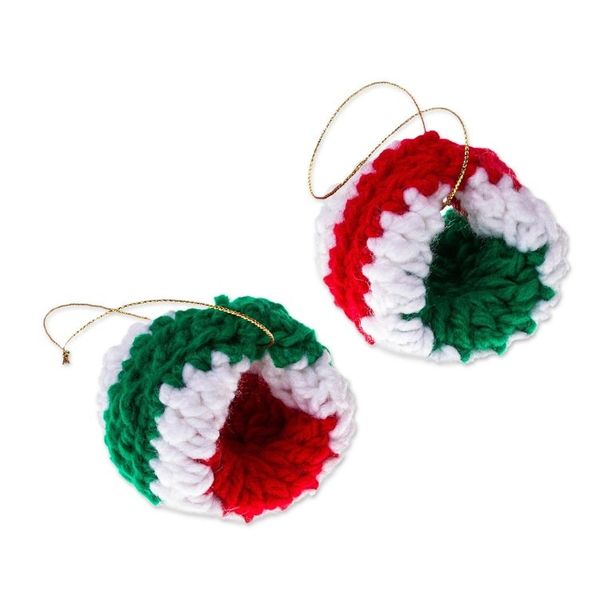Alternate image for Round Crocheted Ornaments from Mexico Pair Festive Circles