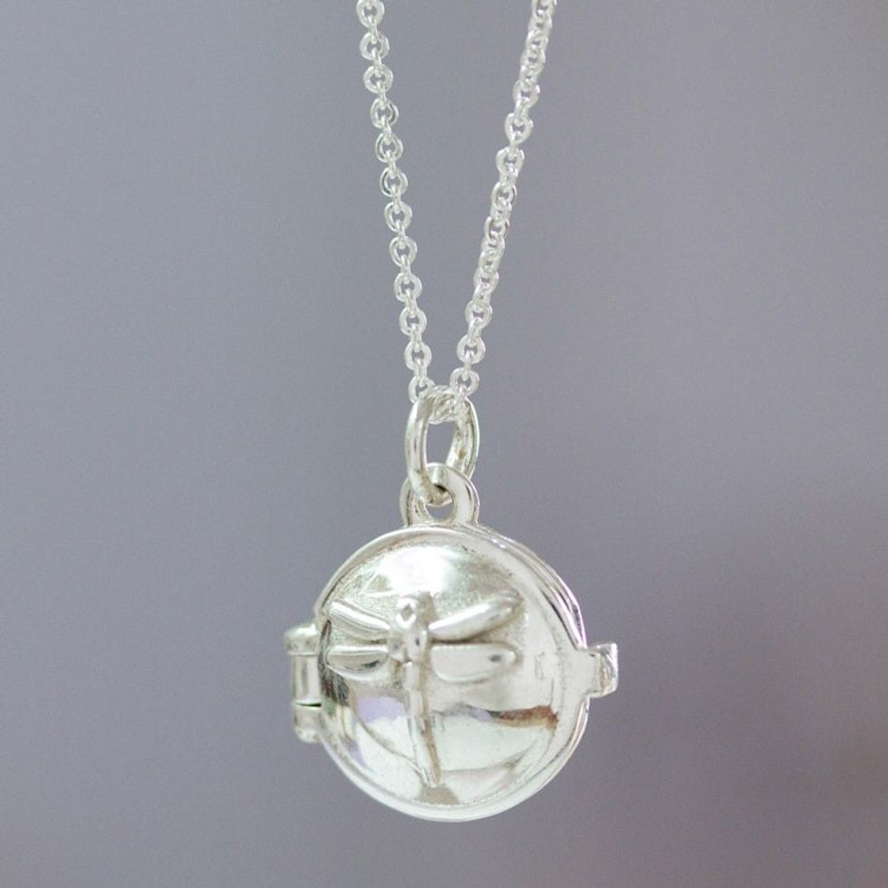 Locket Necklace with Dragonfly Motif 'Dragonfly Keepsake'