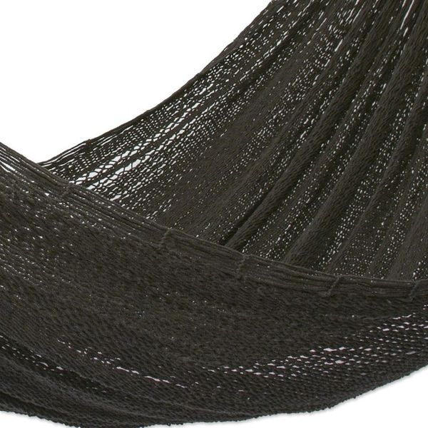 Alternate image for Hand Woven Black Cotton Rope Hammock Double Uxmal Black