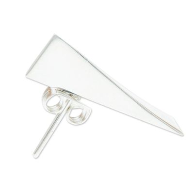 Alternate image for Individual 950 Silver Drop Earring with Geometric Design Alpha