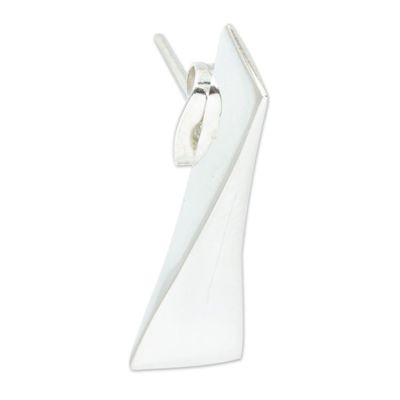 Alternate image for Individual 950 Silver Drop Earring with Geometric Design Alpha