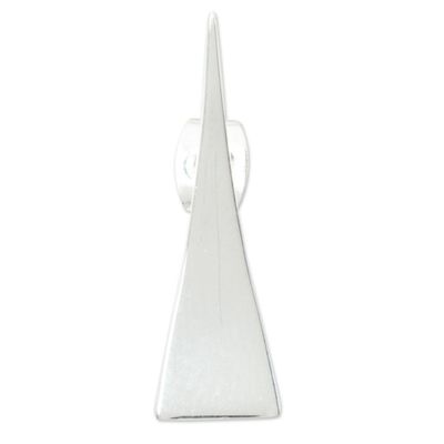 Alternate image for Individual 950 Silver Drop Earring with Geometric Design Alpha