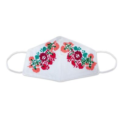 Alternate image for Reusable Floral Embroidered Cotton Face Mask Summer Roses