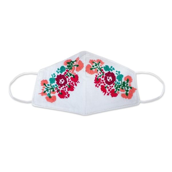 Alternate image for Reusable Floral Embroidered Cotton Face Mask Summer Roses
