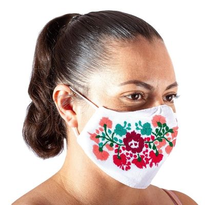 Alternate image for Reusable Floral Embroidered Cotton Face Mask Summer Roses