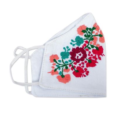 Alternate image for Reusable Floral Embroidered Cotton Face Mask Summer Roses