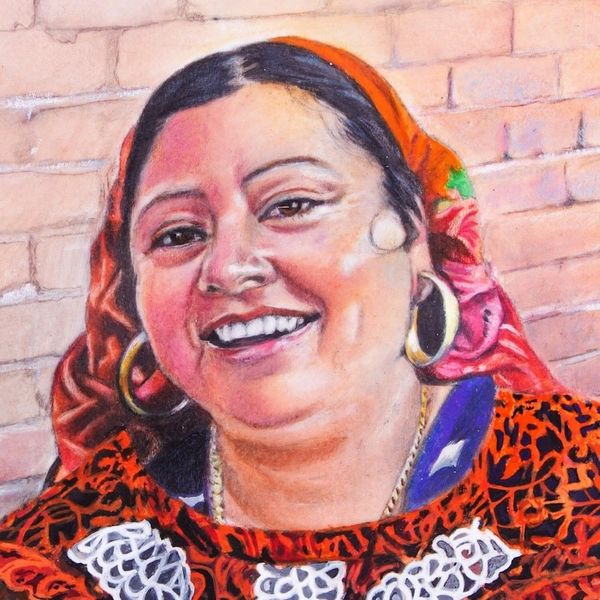 Alternate image for Signed and Mounted Portrait of Zapote Vendor from Mexico Zapote Vendor