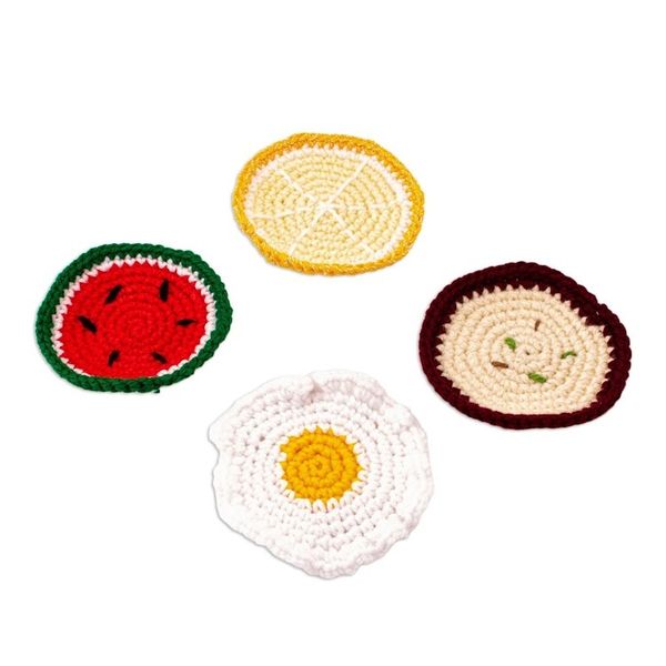 Alternate image for Food-Themed Crocheted Coasters Set of 4 Good Taste