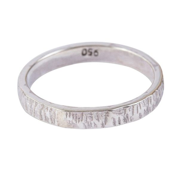 Alternate image for Slender Textured 950 Silver Band Ring for Men and Women Subtle Texture