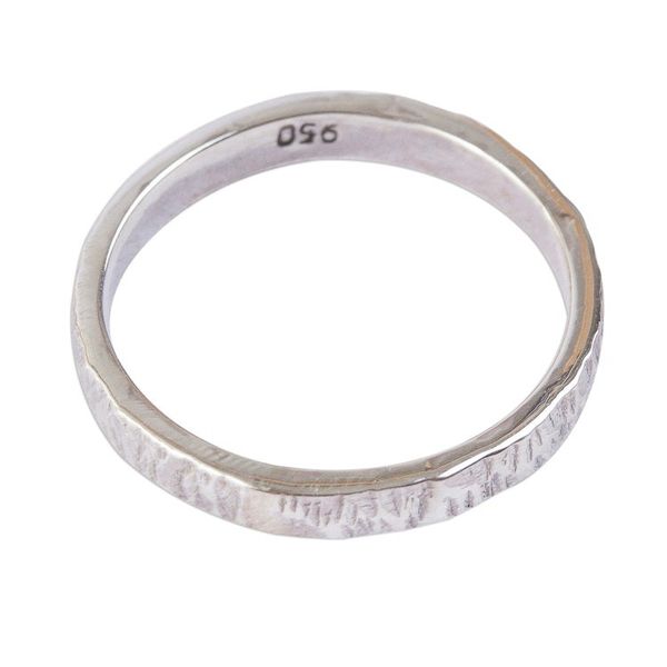 Alternate image for Slender Textured 950 Silver Band Ring for Men and Women Subtle Texture