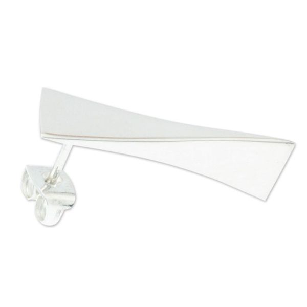 Alternate image for Individual Geometric 950 Fine Silver Earring from Taxco Omega