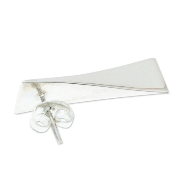 Alternate image for Individual Geometric 950 Fine Silver Earring from Taxco Omega