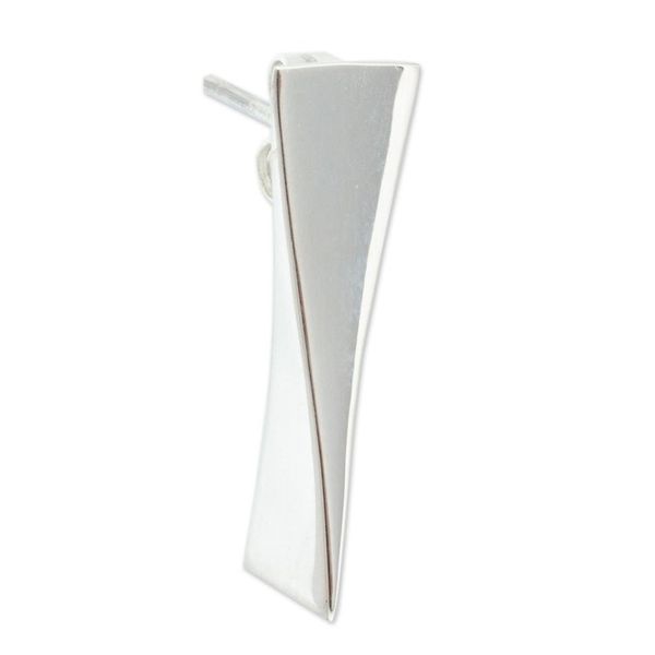 Alternate image for Individual Geometric 950 Fine Silver Earring from Taxco Omega