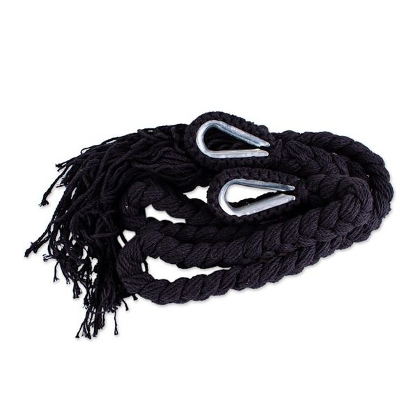 Alternate image for Coal Black Tasseled Cotton Hammock Triple from Mexico Veranda in Black