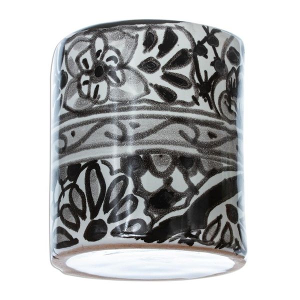Alternate image for Black and White Hand Painted Ceramic Toothbrush Holder Monochrome Flowers