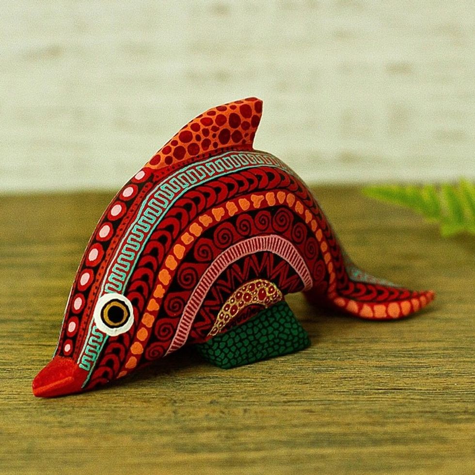 Alebrije Dolphin Figurine 'Diving Dolphin'