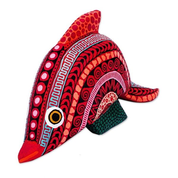 Alternate image for Alebrije Dolphin Figurine Diving Dolphin