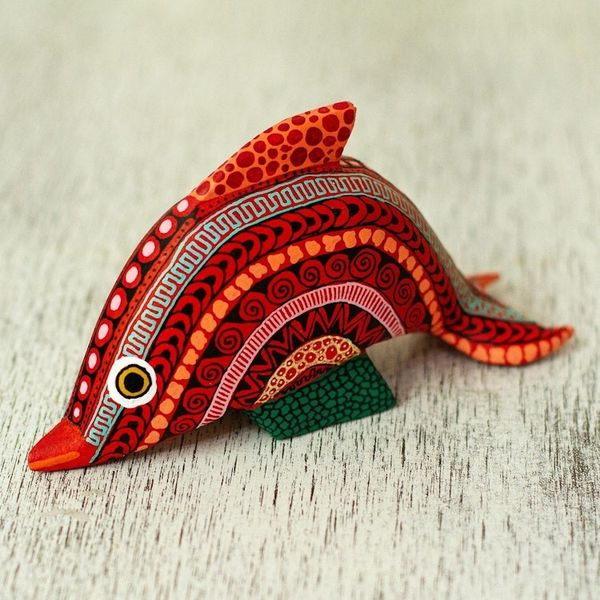 Alternate image for Alebrije Dolphin Figurine Diving Dolphin