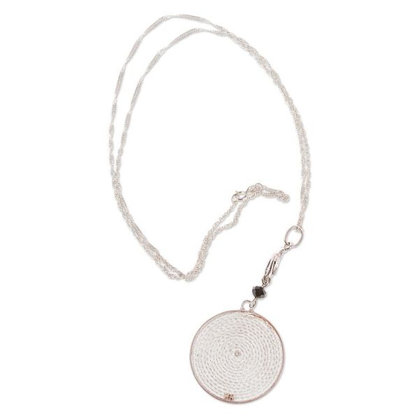 Alternate image for Mexican Sterling Silver Filigree Pendant Necklace Hand to the Sun
