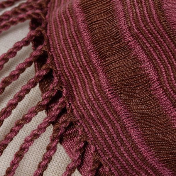 Alternate image for Backstrap Loom Handwoven Brown and Mulberry Cotton Scarf Maya Rosewood