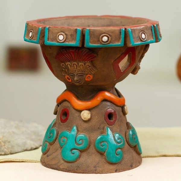 Alternate image for Artisan Crafted Decorative Ceramic Footed Bowl Footed Censer