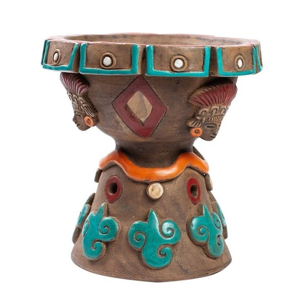 Alternate image for Artisan Crafted Decorative Ceramic Footed Bowl Footed Censer
