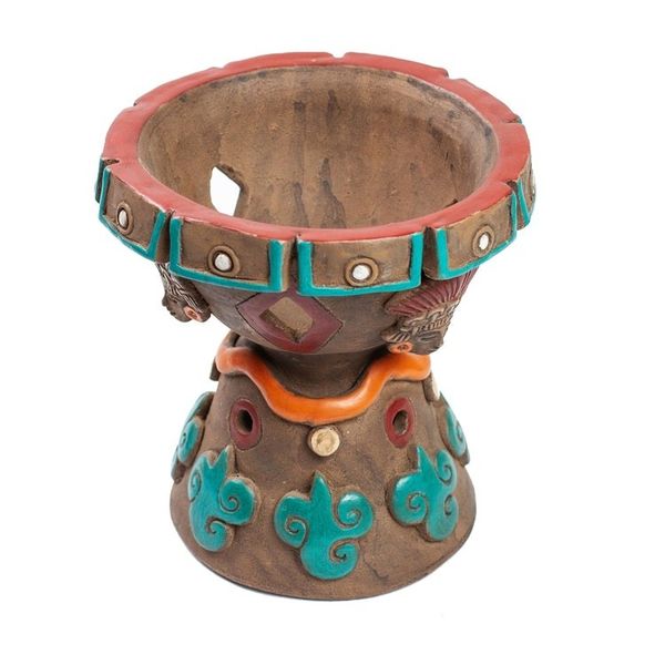 Alternate image for Artisan Crafted Decorative Ceramic Footed Bowl Footed Censer