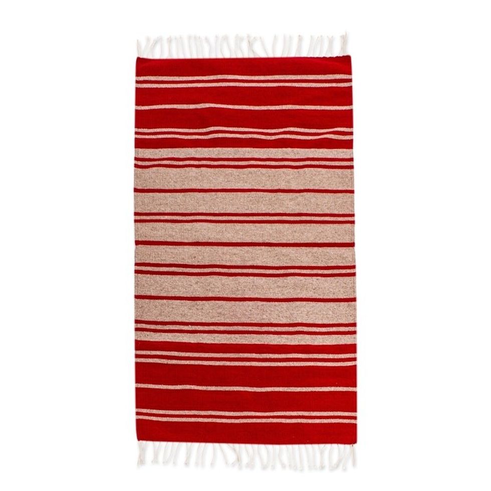 Red and Beige Striped Area Rug 2.5x5 'Simple Stripes'