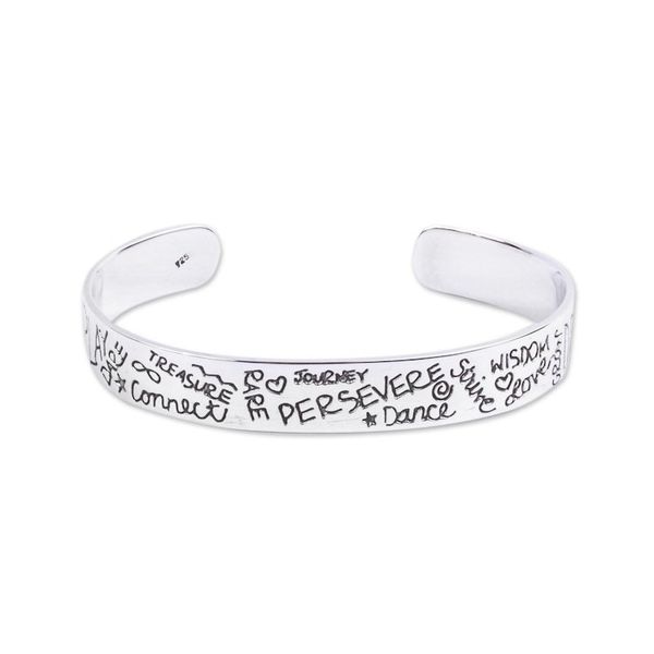 Alternate image for Persevere Sterling Silver Cuff Bracelet from Taxco Persevere