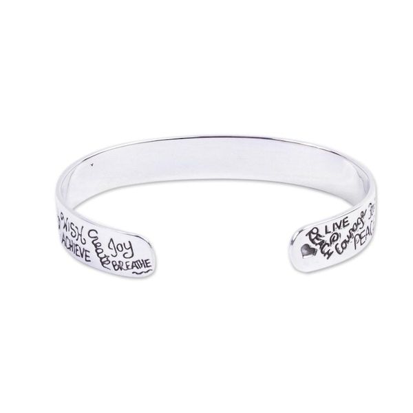 Alternate image for Persevere Sterling Silver Cuff Bracelet from Taxco Persevere