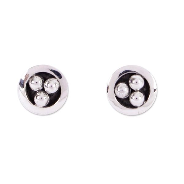 Alternate image for Taxco Silver Stud Earrings from Mexico Silver Beads