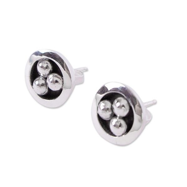 Alternate image for Taxco Silver Stud Earrings from Mexico Silver Beads