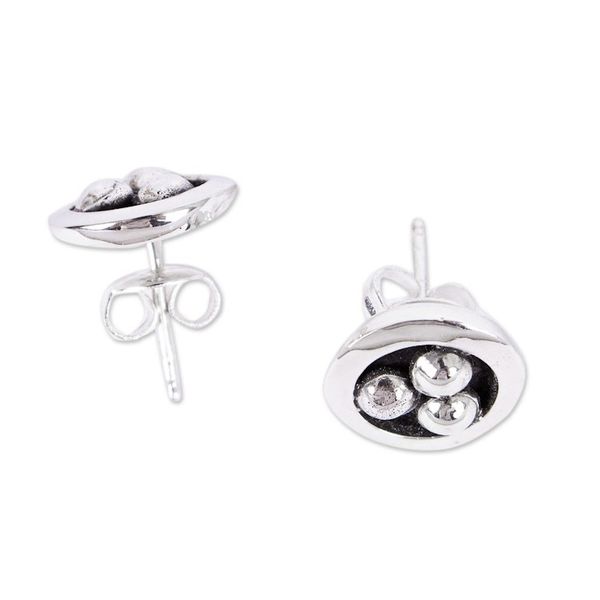 Alternate image for Taxco Silver Stud Earrings from Mexico Silver Beads