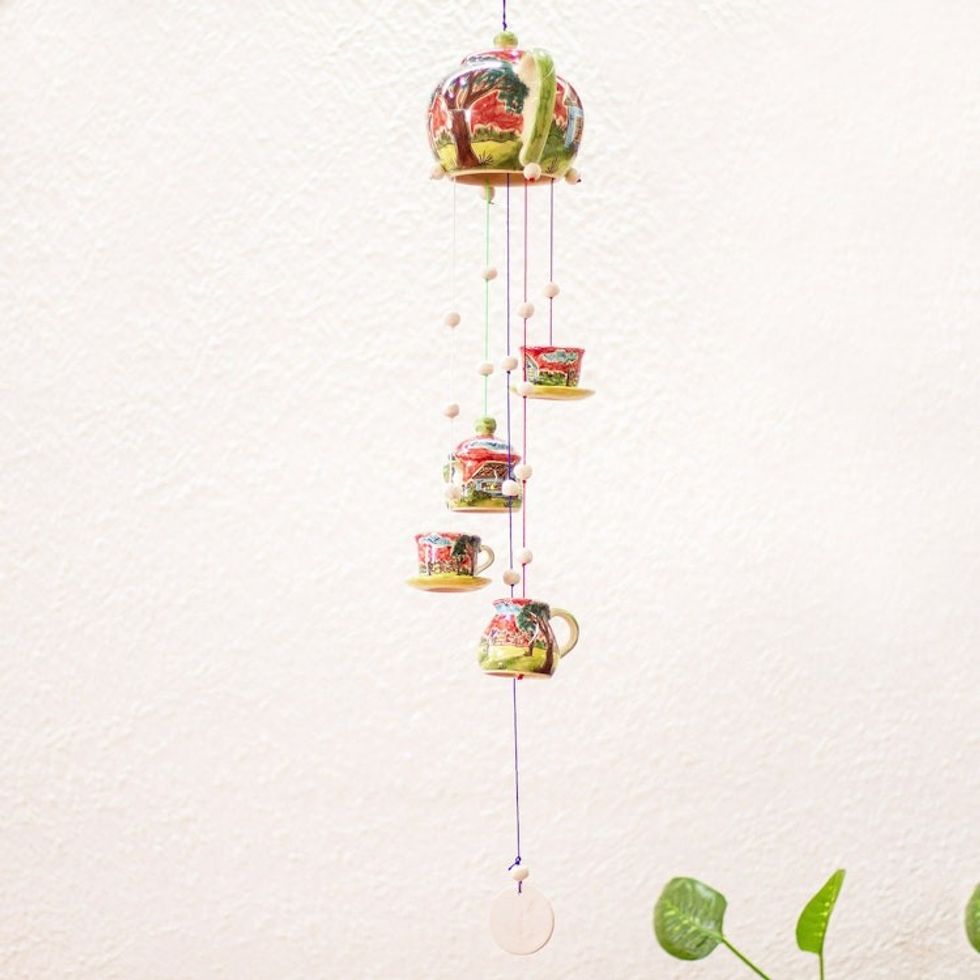 Tea Party Themed Ceramic Wind Chime 'Tea Party'