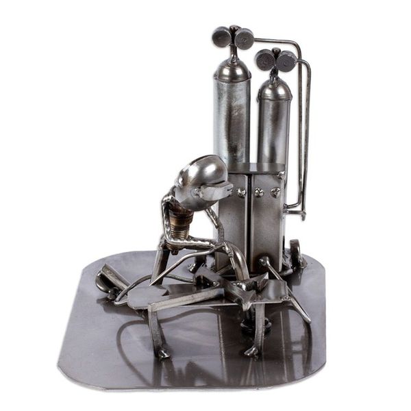 Alternate image for Rustic Metal Auto Parts Sculpture of Welder Rustic Welder